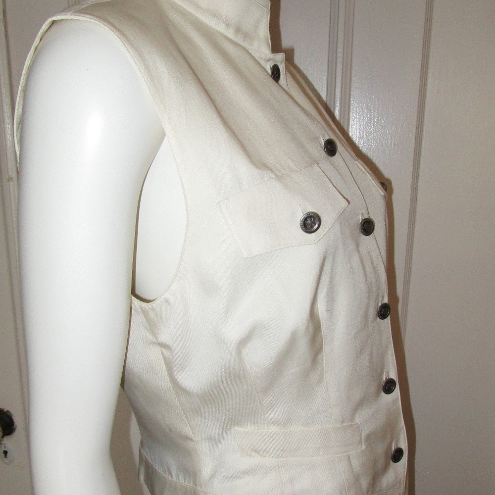 DKNY Cream Silk Cotton Blend Sleeveless Top 10
